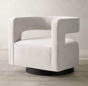 Chaise en velours gris de luxe style américain Rhohohill mobilier de salon canapé simple chaise longue pivotante fauteuil rond en bois massif - Product Image 4