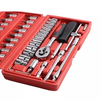 Jeu de Clés à Douilles à Cliquet 46 Pièces Robuste Outils à Main pour Réparation Automobile