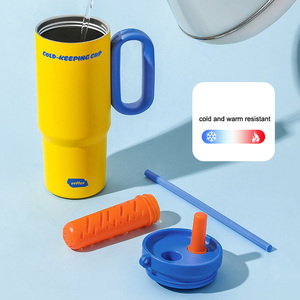 Vaso Térmico de 24oz con Pared Interior de Porcelana, Taza de Café Aislada al Vacío de Acero Inoxidable de 720ml con Tapa y Asa - Product Image 1