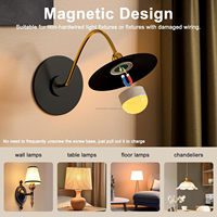 Lampe murale LED sans fil rechargeable vintage du milieu du siècle, télécommande, 3 couleurs changeantes, sans câblage nécessaire pour chambre à coucher, couloir