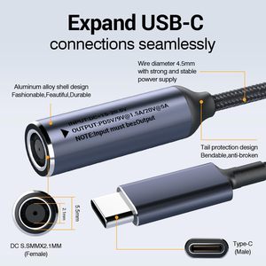 อะแดปเตอร์ <span class=keywords><strong>Lenovo</strong></span> สแควร์11mm x 4.5mm เพื่อ USB ประเภท C สายชาร์จ100W เหมาะสำหรับ HP Dell แล็ปท็อปแท็บเล็ต - Product Image 3