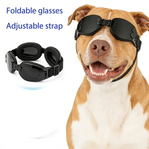 แว่นตาสุนัขแบบพับได้ UV400 ป้องกันลม กันฝุ่น แว่นกันแดดสำหรับสัตว์เลี้ยงพร้อมสายรัดปรับได้สำหรับสุนัขขนาดกลางขนาดใหญ่แมว - Product Image 1