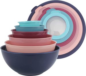 Gran oferta 2025, juego de tapas de plástico, juego de cuencos mezcladores, juego de cuencos anidados de <span class=keywords><strong>12</strong></span> piezas, incluye 6 cuencos mezcladores de preparación - Product Image 1