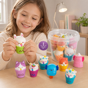 Portable Kawaii Beverage Animal Squishy <b>Pack</b> PU <b>Fidget</b> Collection Hand Therapy Rewards for School Activities - Product Image 5