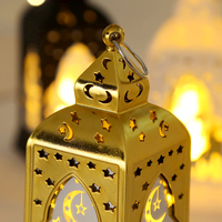 Décoration de maison islamique Eid Mubarak Ramadan, lune et étoile en verre LED, fonctionnant sur piles, cadeau de fête, lumière de nuit décorative, ornements
