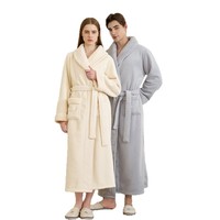 Automne hiver Couple peignoir pyjamas Double couche épaissi solide taille élastique respirant col en v corail polaire 380g