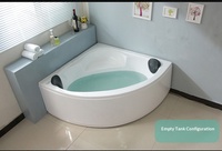 Baignoire à angle éventail avec fonction de massage vortex et chauffage à température constante, idéale pour un usage domestique