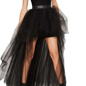 Jupe en <span class=keywords><strong>Tulle</strong></span> haut bas pour <span class=keywords><strong>femme</strong></span> gaze noire swallowtail taille haute Tutu longue fête <span class=keywords><strong>jupon</strong></span> Style décontracté Punk Goth carnaval - Product Image 2