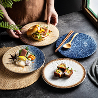 Assiettes en céramique en gros [8 et 9,5 pouces] à glaçure réactive, assiettes plates pour l'approvisionnement des hôtels de luxe, projets logistiques et hubs de distribution