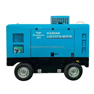 Kaishan 18 bar sekrup portabel kompresor udara LGCY-17/18-18/15TK roda dipasang diesel 18 bar 600cfm harga pabrik