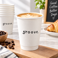 Gobelets en papier kraft imprimés avec logo personnalisé, revêtement écologique à base d'eau, gobelets à café jetables, gobelets à emporter biodégradables