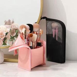 Transparent Case Women's Cosmetic With Zipper Brush <b>Holder</b> Storage <b>Makeup</b> Bag - Product Image 3