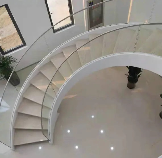 산업용 장식용 나선형 계단 용 12mm 안전 곡선 강화 유리 호텔 체육관 아파트 및 지하 욕실