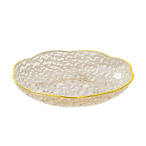 Plastic Light Luxury Retro High-grade Flower Shape Gold Inlay Pattern Fruit <b>Plate</b> Living Room Dried Fruit <b>Snacks</b> Candy Storage - Product Image 1