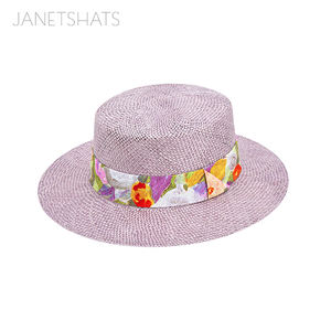 LINGLONG Verano Sisal Cáñamo Paja Cordobes Sombrero Brim Flat Top Sombrero De Verano Colorido Ruban Boater Circunferencia Sombreros para el sol - Product Image 2