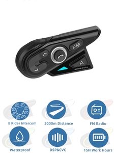 Intercomunicador BT para casco de motocicleta, auriculares con Radio FM para compartir música, modelo R15 PRO - Product Image 3
