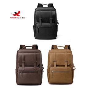 Wholesale Custom Logo College Student <b>Backpack</b> Waterproof PU Leather Shoulder Bag for Men Travel Business Laptop <b>Backpack</b> - Product Image 2