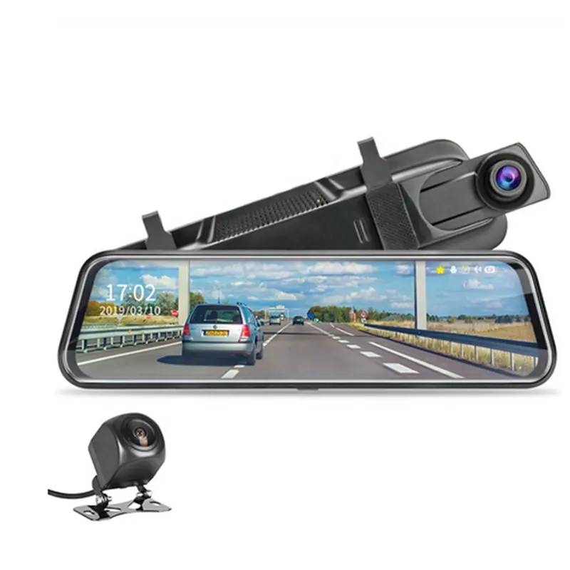 Yi — caméra de tableau de bord avec rétroviseur, dashcam, enregistreur vidéo numérique pour voiture, 1080P, 10 pouces, étanche