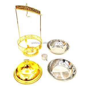 Lefeng Banquet, nuevo diseño, plato de frotamiento único con forma de gloria de la mañana, tapa colgante, juego de Buffet, platos de frotamiento dorados para Catering - Product Image 6