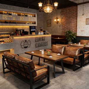 Set Moderno di Divani e Sedie per Ristorante, Sedute Imbottite con Tavolo da Pranzo per Arredamento di Caffè, Bistrot e Bar - Product Image 2