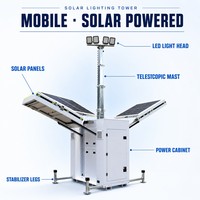 Tour d'éclairage solaire mobile de grande capacité avec lumières LED et générateur de secours pour l'extérieur