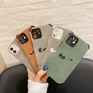 Darbeye kamera lens koruma marka logosu PU deri telefon iPhone kılıfları 14 artı 13 pro 12 11 XSmax geri cep telefonu kapak