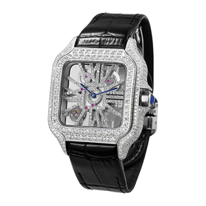 <span class=keywords><strong>Montre</strong></span> Homme Personnalisée Hip Hop Demi-Boutée Moissanite Squelette Cristal Saphir Mouvement Quartz <span class=keywords><strong>Suisse</strong></span> Ronda Moissanite VVS - Product Image 1