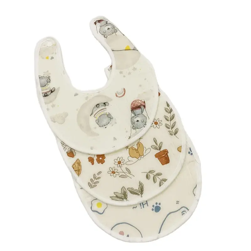 FuYu OEM ODM Bavoirs imperméables en coton pour nouveau-né à motifs imprimés d'animaux mignons Bavoirs pour bébé de qualité supérieure