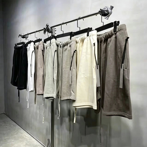 Shorts de survêtement épais 100 % coton de haute qualité pour hommes, avec cordon de serrage, en molleton uni, style décontracté et ample pour la gym - Product Image 2