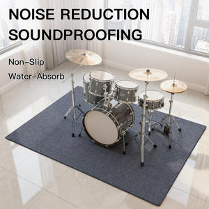 Alfombra Antivibraciones para Batería, Alfombra Insonorizante para Piso, Diseño Minimalista Rectangular Gris de Fibra de Poliéster - Product Image 3