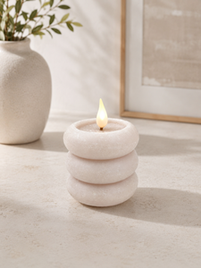 Bougie LED artisanale Jialong Houseware à 3 couches superposées, effet galet, flamme vacillante, sans flamme, en cire de soja, parfumée, aromathérapie, art minimaliste - Product Image 2