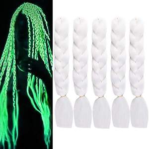 Extensions de perruque tressées blanches, 24 pouces, en fibre haute température, cheveux synthétiques qui brillent dans le noir, pour styles afro-américains - Product Image 1