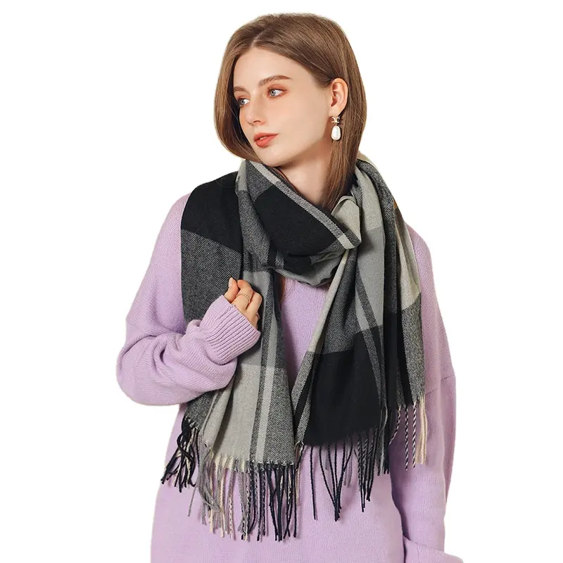 Autumn And Winter Fashion Artificial Cashmere Scarf Casual Plaid Knitted Scarf Women's Wool Scarf Shawl