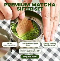 Filtre à thé en acier inoxydable 304, ensemble d'accessoires 3-en-1, pièces de tamponnage de précision pour matcha, vente en gros à partir de 48 ensembles