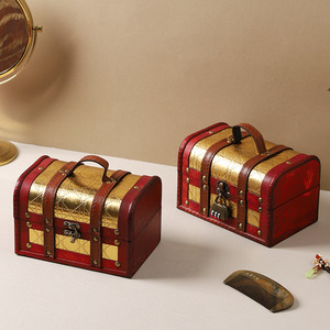 Retro Wooden Jewelry <b>Box</b> With <b>Lock</b> 6272A Flip Cover Storage For Cosmetics And Accessories - Product Image 4