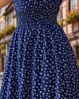 Robe midi décontractée à col en V à fleurs personnalisée en gros pour femmes