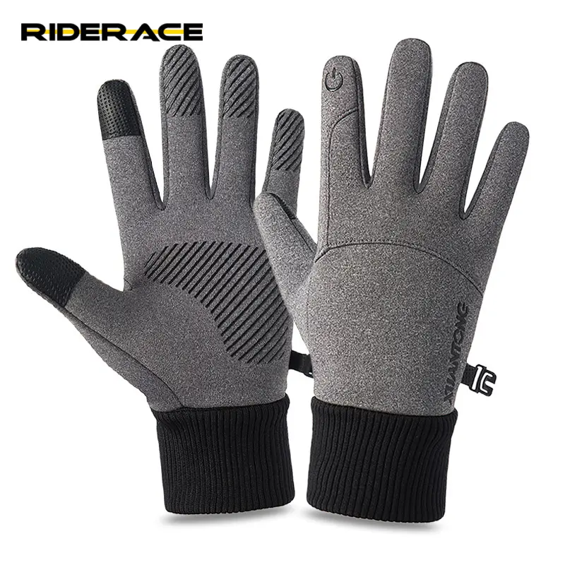 RIDERACE Bicycle Gloves Touch Screen Full Finger MTB Bike Winter Thermal Motorcycle Riding Mountain Anti-slip Windproof Glove