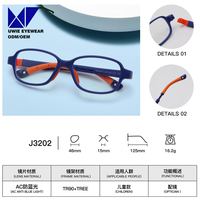 Lunettes optiques rectangulaires TR90 personnalisées OEM, anti-lumière bleue, pour enfants et adolescents, taille 46-15-125, 10+ ans d'expérience