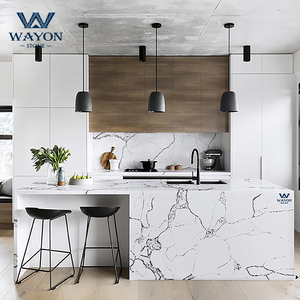 Beige <span class=keywords><strong>Calacatta</strong></span> quarzo artificiale banco <span class=keywords><strong>cucina</strong></span> top - Product Image 1