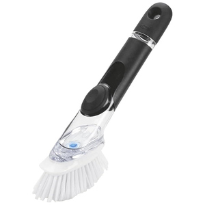 Removable Transparent <b>Plastic</b> <b>Kitchen</b> Dishwashing Scrub Cleaning Brushes Steel Handle Nylon Bristles Custom Color Logo Pet Brush - Product Image 1