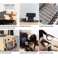Máquina de Pilates con Estructura de Madera, Caja y Tabla de Salto, Reformer Profesional para Entrenamientos en Casa y en el Estudio