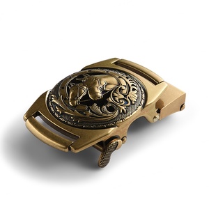 Hebilla de cinturón cuadrada de metal personalizada Double Horse Antique Gold - Product Image 3