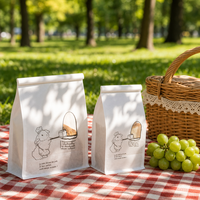 Sacs à pain de marque privée avec logo personnalisé, pochettes verticales pour boulangerie, emballage alimentaire en papier de qualité alimentaire, OEM ODM, vente en gros