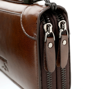 <span class=keywords><strong>กระเป๋า</strong></span>คลัทช์หนัง PU สำหรับผู้ชายทรงยาวแบบสั่งทำจากโรงงาน <span class=keywords><strong>กระเป๋า</strong></span>ถือแบบวินเทจมีซิปคู่สำหรับผู้ชาย - Product Image 5