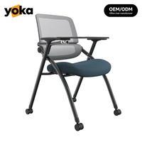 Chaise de formation pliable moderne avec tablette d'écriture, chaise de bureau à dossier en maille sur roulettes pour salle de conférence, école, université