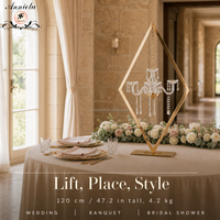 ANNIELU – Support de bougies géométrique de luxe en métal doré avec tubes en acrylique pour centre de table, idéal pour les mariages et événements – Fournisseur de décoration
