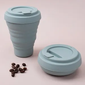 Outdoor Custom Logo Color Eco Friendly Portable Cups Reusable Coffee Cup Folding Collapsible Travel Drinking Foldable Silicone