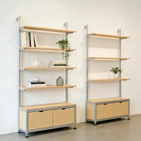 Étagère murale de présentation en contreplaqué marin avec cadre en aluminium moderne pour vitrine de magasin de détail