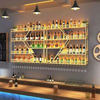 Meuble mural porte-vin pour bar, style moderne, panneau en fer forgé, mobilier de maison, capacité 10-19 bouteilles avec support à verres, pour restaurant