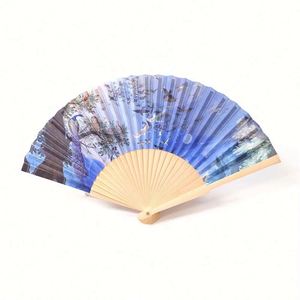 Abanico de Mano Plegable de Bambú y Tela, Pintado, Duradero, Liso, Personalizado, con Diseño Único para Decoración de Bodas, a Bajo Precio - Product Image 1